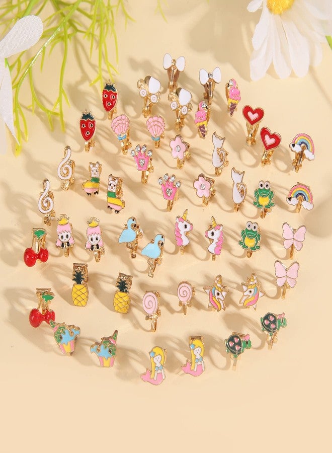 OATHYAN 24 Pairs Clip On Earrings For Women Animal Butterfly Flower Colorful Hypoallergenic Non Pierced Fake Earring (#Style 03) - Image 4